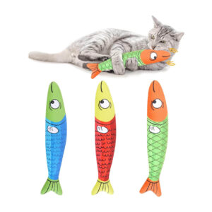 3-Pack Big-Eyed Fish-Shaped Cat Toys